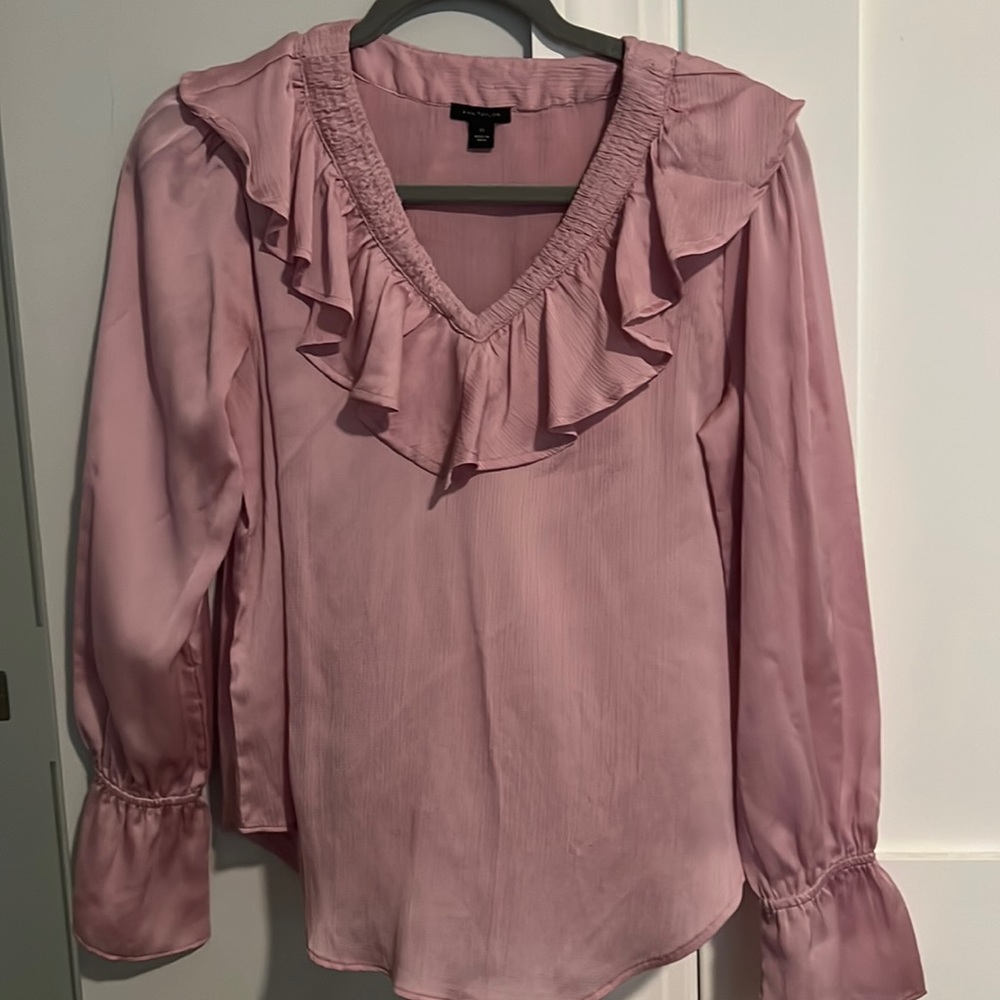 Ann Taylor lavender blouse with ruffles